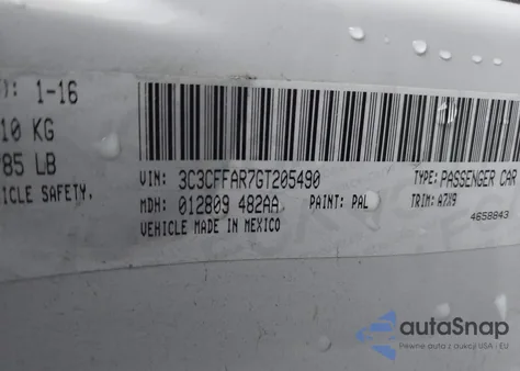 2016 Fiat 500 Pop z USA, uszkodzony, nr VIN 3C3CFFAR7GT205490